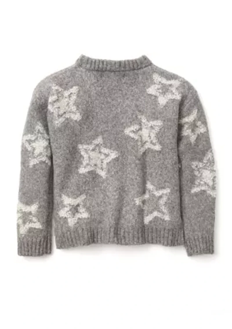 Girls 4-6x Allover Print Stars Sweater