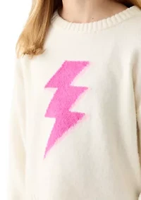 Girls 7-16 Long Sleeve Lightning Bolt Sweater