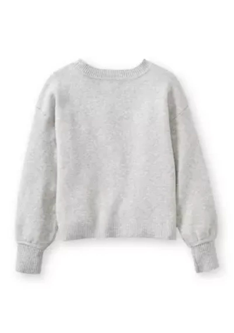 Girls 4-6 Long Sleeve Cat Intarsia Sweater
