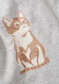 Girls 4-6 Long Sleeve Cat Intarsia Sweater