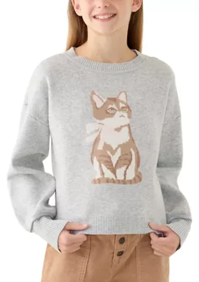 Girl 7-16 Long Sleeve Intarsia Sweater