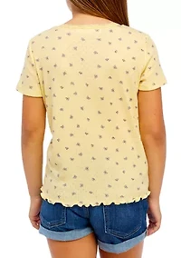 Girls 7-16 Lace Crew Neck Top