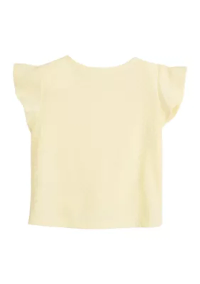 Girls 4-6x Twist Front Flutter Sleeve Top