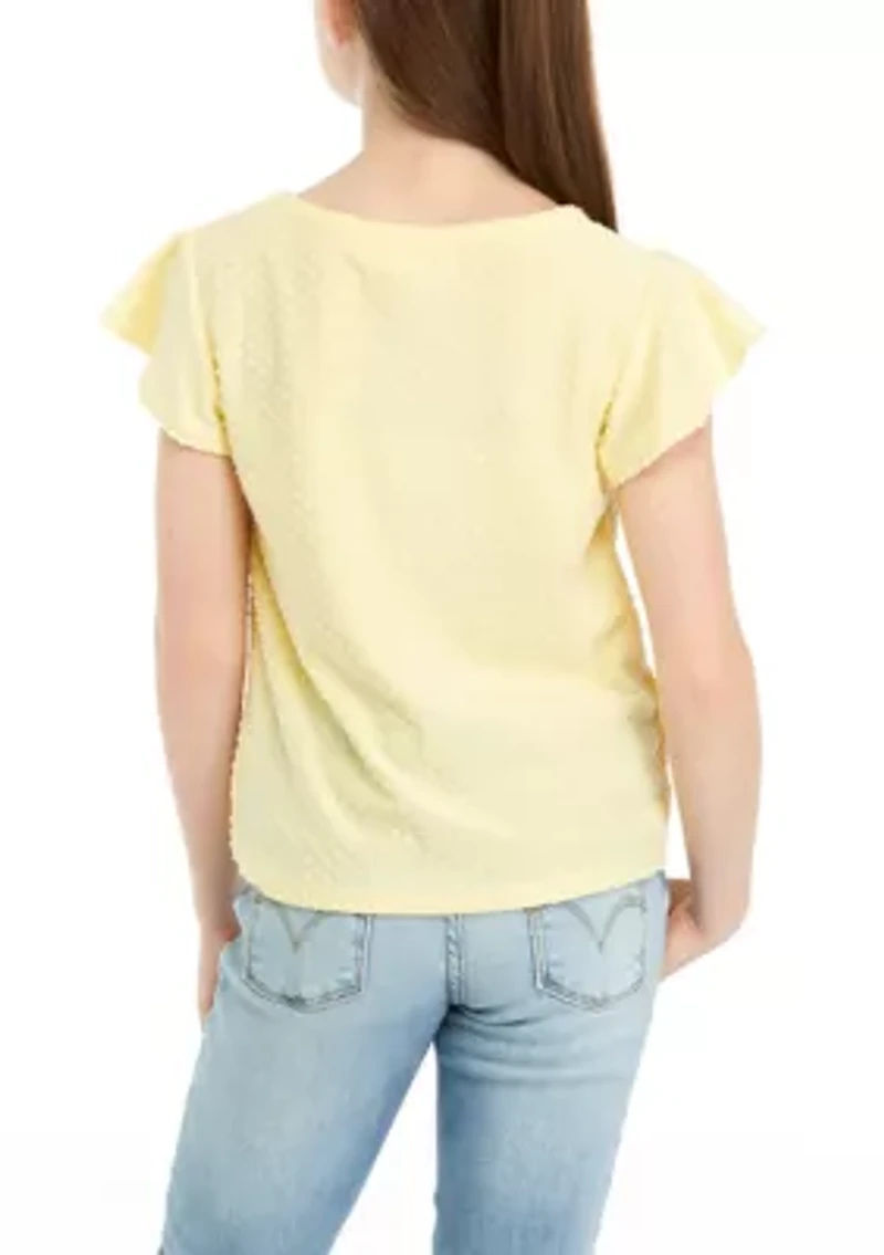 Girls 7-16 Twist Front Flutter Sleeve Top