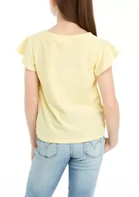 Girls 7-16 Twist Front Flutter Sleeve Top