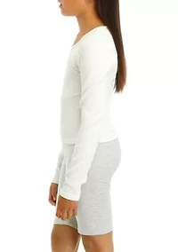 Girls 7-16 Long Sleeve Scoop Neck Seamless Top