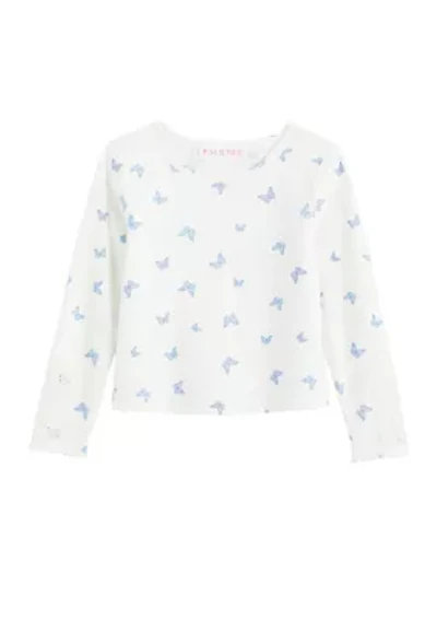 Girls 4-6x Crochet Lace Printed Top