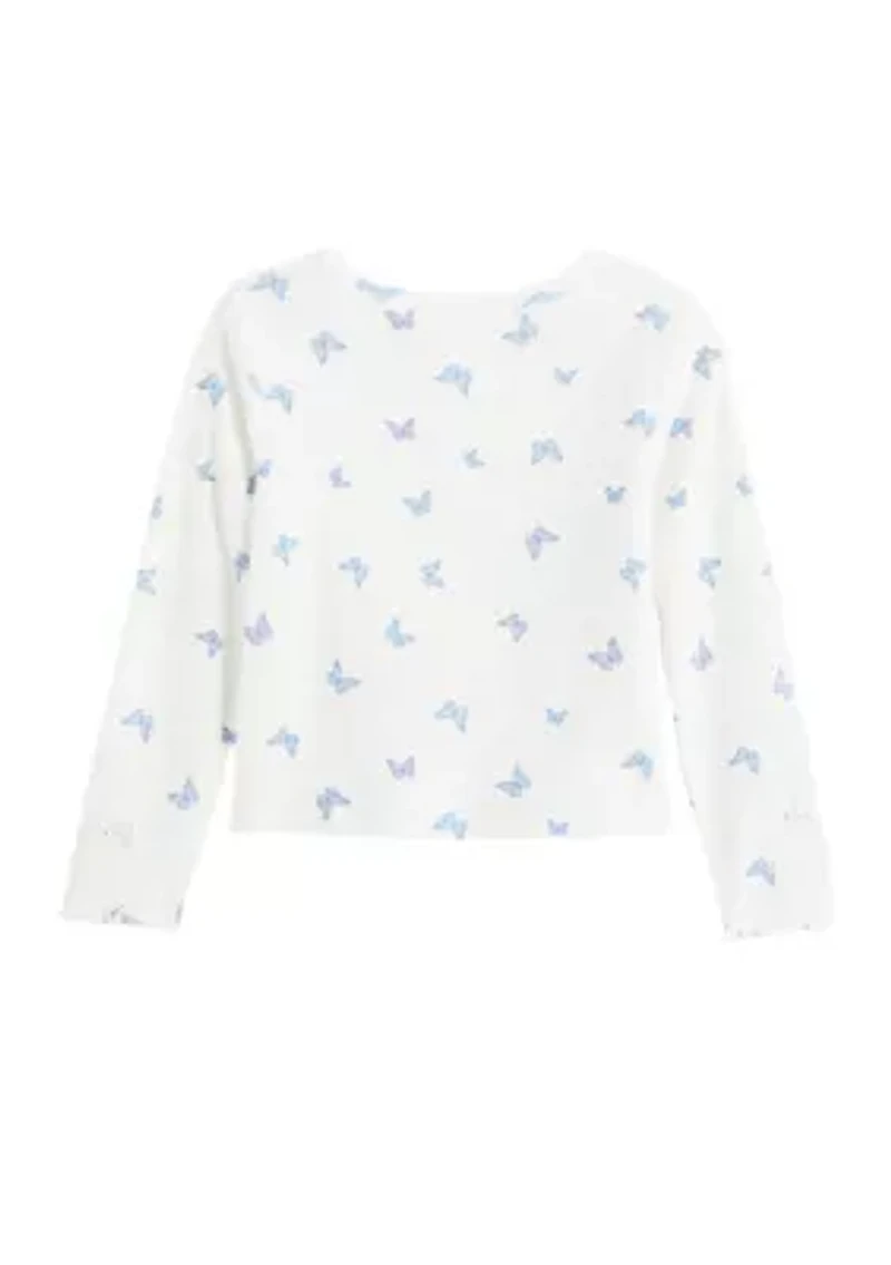 Girls 4-6x Crochet Lace Printed Top