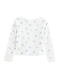 Girls 4-6x Crochet Lace Printed Top