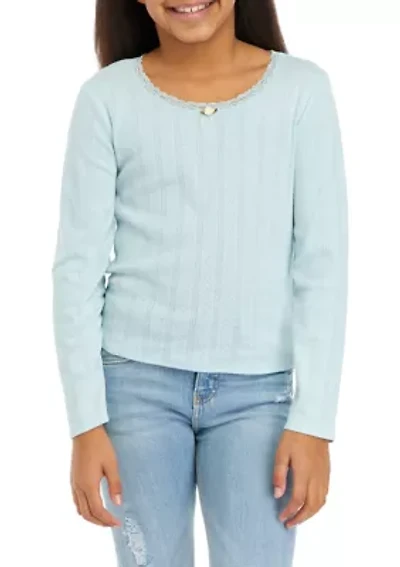 Girls 7-16 Lace Scoop Neck Top