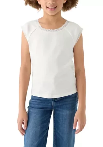 Girls 7-16 Solid Lace Top