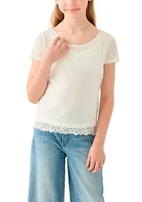Girls 7-16 Short Cap Sleeve Knit Top