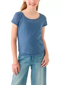 Girls 7-16 Short Cap Sleeve Knit Top