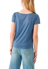Girls 7-16 Short Cap Sleeve Knit Top