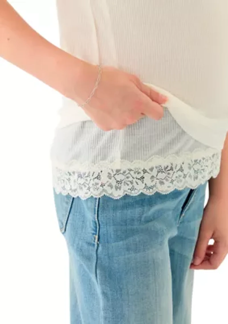 Girls 7-16 Short Cap Sleeve Knit Top