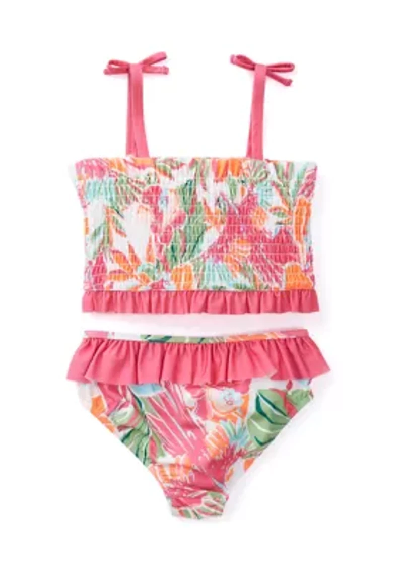 Girls 4-6x Floral Printed 2 Piece Swimsuit