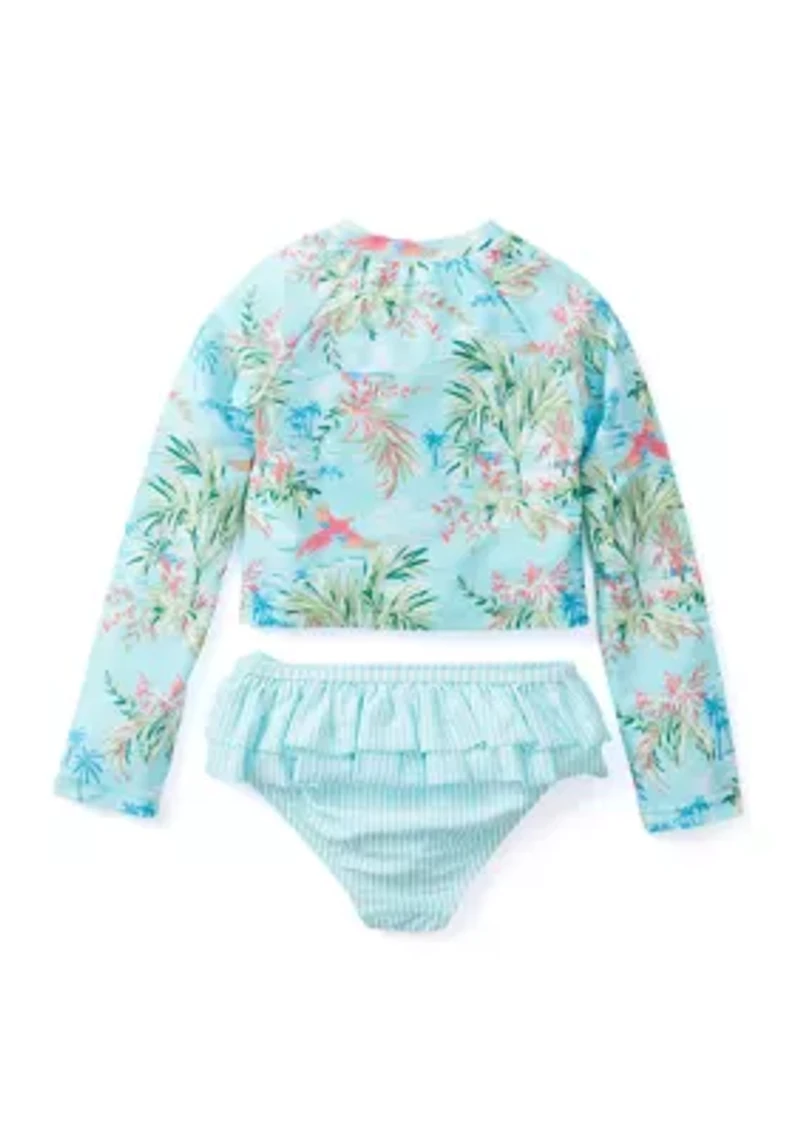 Girls 4-6x 2-Piece Printed Rash Guard