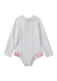 Girls 4-6x Seersucker Rash Guard One Piece Swimsuit