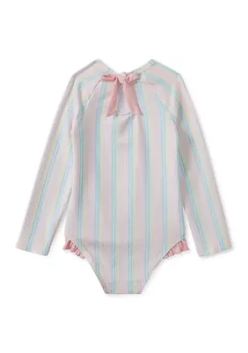 Girls 4-6x Seersucker Rash Guard One Piece Swimsuit