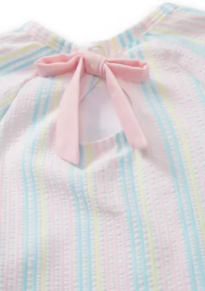 Girls 4-6x Seersucker Rash Guard One Piece Swimsuit