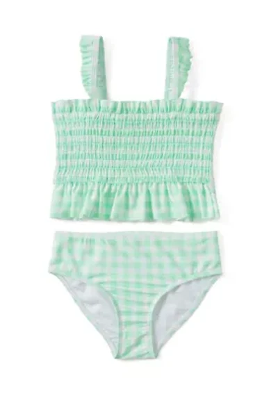 Girls 4-6x 2 Piece Smocked Gingham Swimsuit