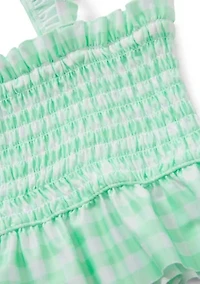 Girls 4-6x 2 Piece Smocked Gingham Swimsuit