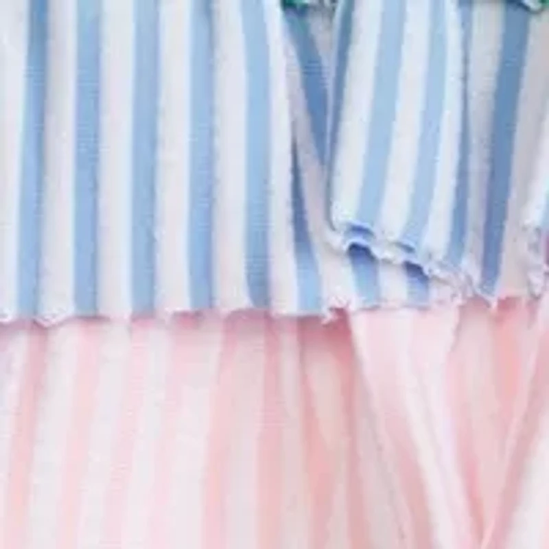 Girls 7-16 Ruffle Printed Two Piece Swimsuit