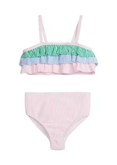 Girls 7-16 Ruffle Printed Two Piece Swimsuit