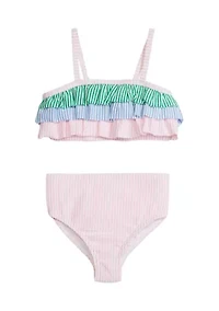 Girls 7-16 Ruffle Printed Two Piece Swimsuit