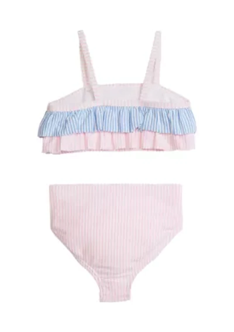 Girls 7-16 Ruffle Printed Two Piece Swimsuit