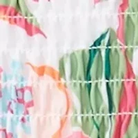 Girls 7-16 Printed Smocked 2-Piece Swimsuit