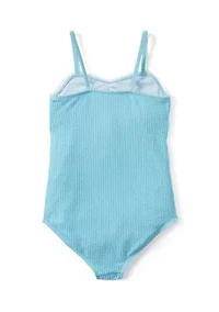 Girls 7-16 Textured Cut Out Bathing Suit