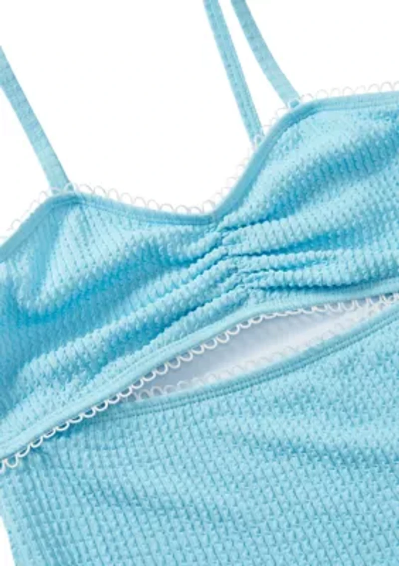 Girls 7-16 Textured Cut Out Bathing Suit