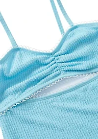 Girls 7-16 Textured Cut Out Bathing Suit