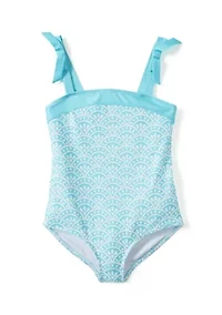 Girls 7-16 Shell Bow Shoulder One Piece Bathing Suit
