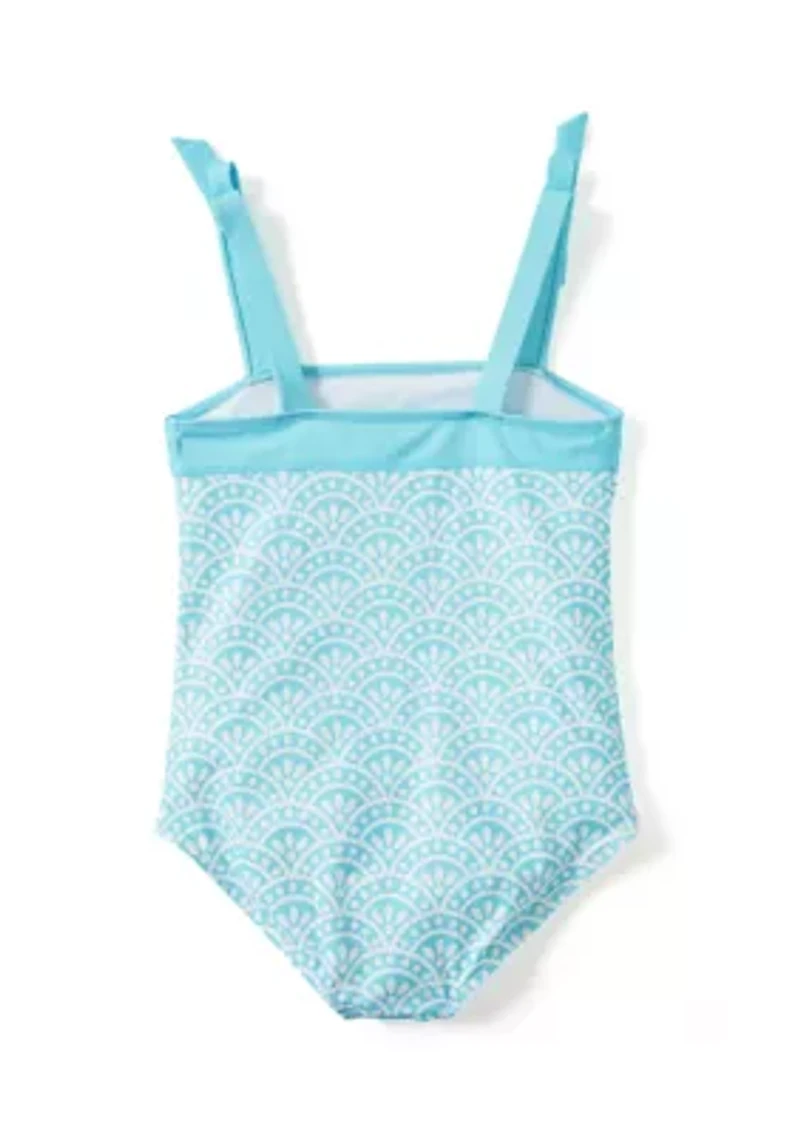 Girls 7-16 Shell Bow Shoulder One Piece Bathing Suit