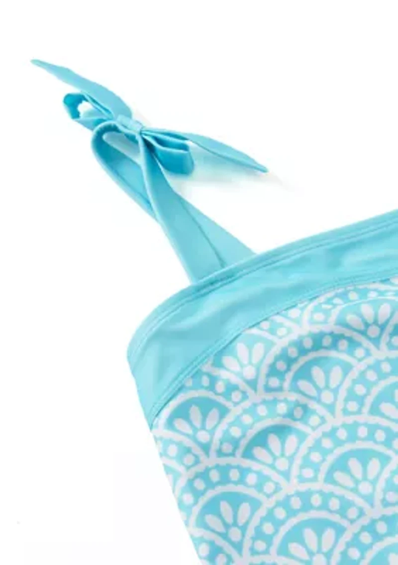 Girls 7-16 Shell Bow Shoulder One Piece Bathing Suit