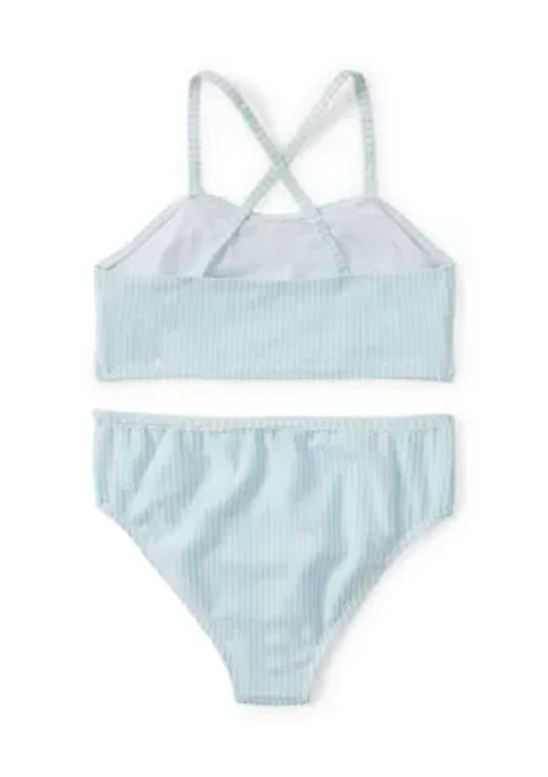 Girls 7-16 2 Piece Seersucker Swimsuit