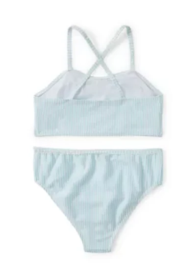 Girls 7-16 2 Piece Seersucker Swimsuit