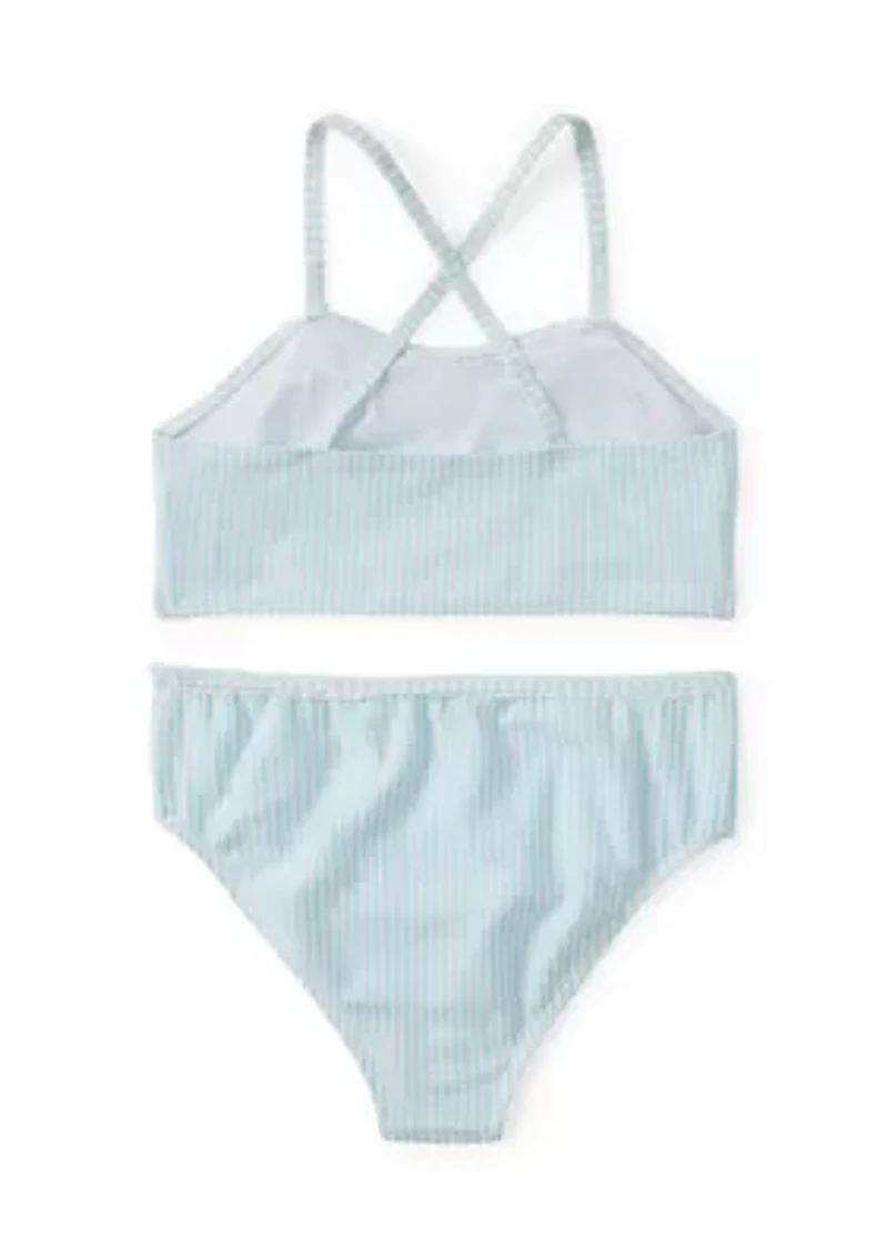 Girls 7-16 2 Piece Seersucker Swimsuit