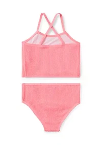 Girls 7-16 2 Piece Texture Ribbed Swimsuit