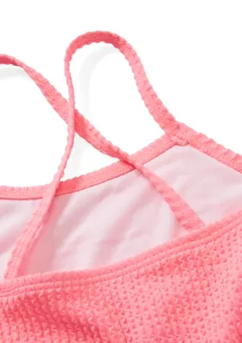 Girls 7-16 2 Piece Texture Ribbed Swimsuit