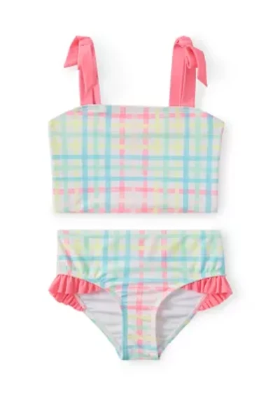 Girls 7-16 Two Piece Plaid Swim Set