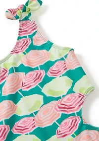 Girls 7-16 Striped Side Cut Bathing Suit