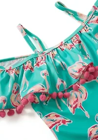 Girls 7-16 Flamingo Ruffle One Piece Bathing Suit