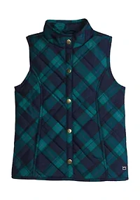 Girls 4-6x Tartan Printed Quilted Vest