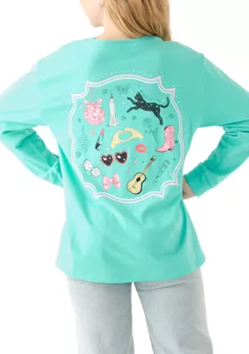 Girls 7-16 Long Sleeve Mirror Icons T-Shirt