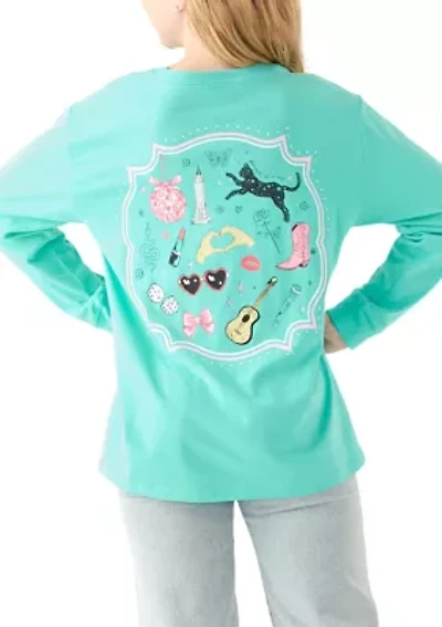 Girls 7-16 Long Sleeve Mirror Icons T-Shirt