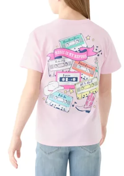 Girls 7-16 Cassette Tapes Graphic T-Shirt