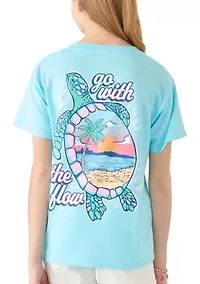 Girls 7-16 Go With The Flow Turtle Graphic Print T-Shirt